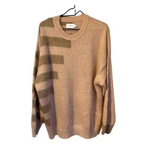 Topman Sweater Preppy Pullover Soft Brushed Pinkish Tan Neutral Stripe Men Sz L